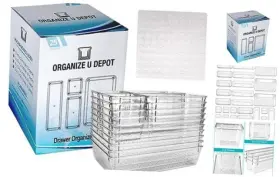 1A25 ORGANIZE U DEPOT Drawer Organizer Set Bins Stick Slip