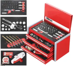 E-TLS01-0061 P.I.T Drawer Steel Tool Box Mechanics Set Mag