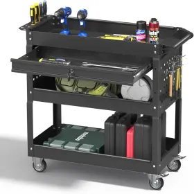 744759433077 PELNUIES Rolling Tool Organizer Lockable Wheels