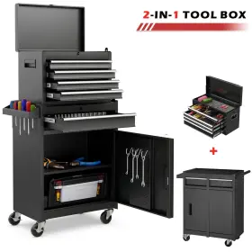 TCH-M0051-BK POLAR AURORA Rolling Tool Chest Lockable Wheel