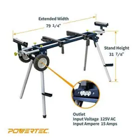 843441115120 POWERTEC Folding Miter Saw Stand Wheels #2