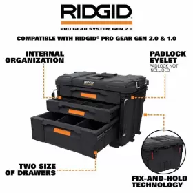 445020856870 RIDGID Modular Tool Box Storage Drawers Pro Gear #2