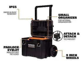 5656 RIDGID Rolling Tool Box Stackable Lockable Organizer #2
