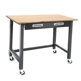 WEB484 SEVILLE Ultragraphite Wood Top Workbench Wheels Drawer