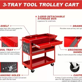 629721758474 SILVEL Tier Rolling Tool Utility Wheels #3