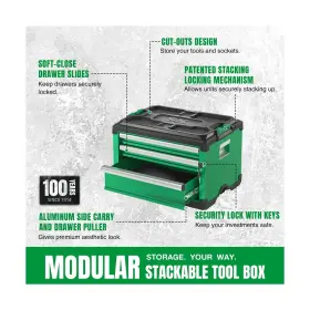 SK03102 SK Modular Stackable Storage Tool Box Steel Patente #2