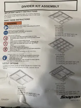 Z29ASDIV SNAP-ON Drawer Divider Kit