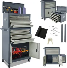 445008673659 SONLMIK Rolling Tool Chest Double Door Handle
