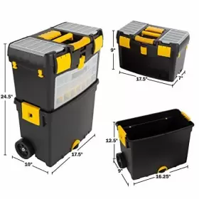 758259549220 STALWART Rolling Tool Box Wheels Handle Top #3