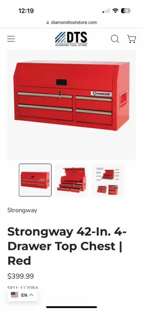 4925641 STRONGWAY Tool Chest Top Box Close Drawers Steel #2