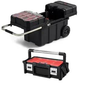 241008 TACTIX Keter Rolling Toolbox Telescoping Handle Tool