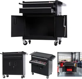 TZ12-BK TANKSTORM Tool Chest Steel Rolling Box Lockable Doors
