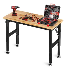 1056860 TLGREEN Bench Power Outlet Rubber Wood Top Table Heav