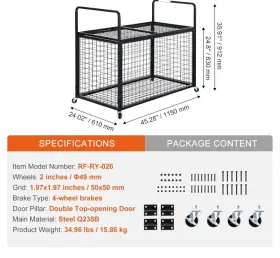 SKUQL452425YCTJG7AS3V0 TOOL PLANT CART PROS Wire Mesh Mobile #2