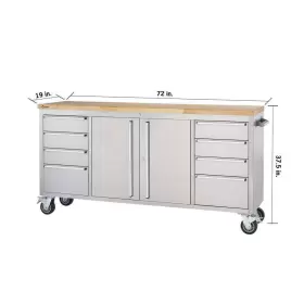 TLS7204 TRINITY Mobile Workbench Corner Rolling Storage Wood #2