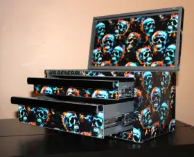 193175545930 US GENERAL Mini Toolbox Drawers Skull Flames