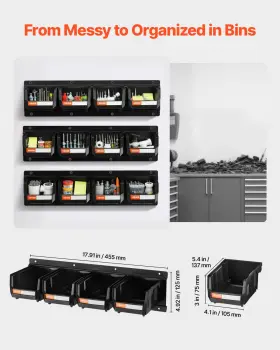 197988714125 VEVOR Wall Storage Bins Tool Organizer Rails