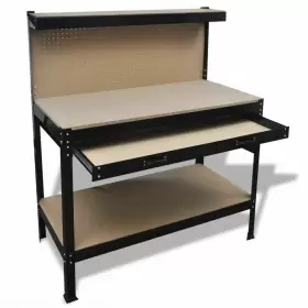 141769 VIDAXL Workbench Pegboard Drawer Steel Table Garage #2