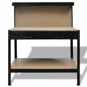 141769 VIDAXL Workbench Pegboard Drawer Steel Table Garage #3