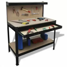 141769 VIDAXL Workbench Pegboard Drawer Steel Table Garage
