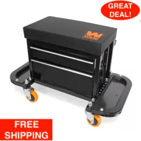 323575178 WEN Garage Glider Rolling Tool Chest Seat Storage