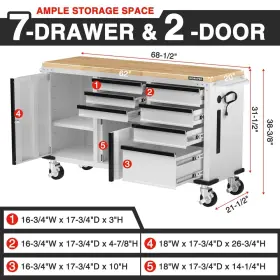 082134 WORKPRO Tool Box Rolling Chest Mobile Storage Cabinet