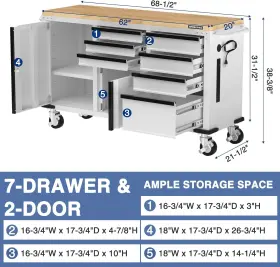 082135 WORKPRO Rolling Tool Chest Mobile Storage Cabinets