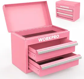 082144 WORKPRO Mini Tool Box Drawers Top Storage Chest Steel