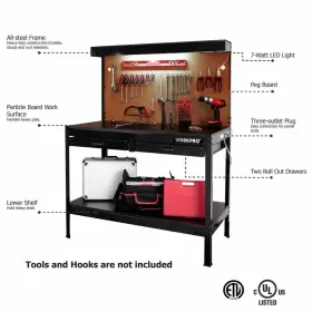 47702077 WORKPRO Workbench Drawers Storage Resist Steel Led #2