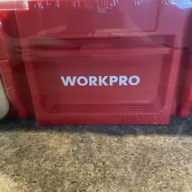 W083053A WORKPRO Tool Box Storage Lockable Lid Steel Handle #2