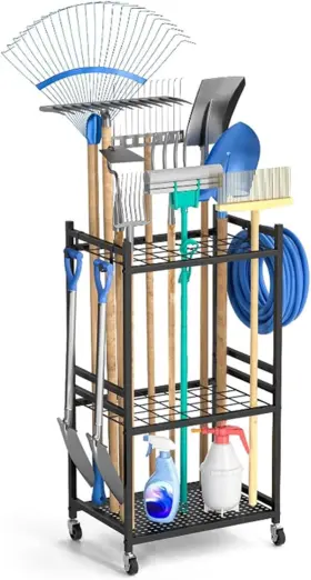 445013181187 XIAOHUACHANGJIA Garden Tool Organizer Wheels Rac