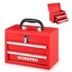 WORKPRO Portable Mini Tool Box, 2 10.8 inches x 5.9 x 8.2 inches, Red 