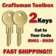 Craftsman Toolbox Key / (2) TWO KEYS / Select your code RH01 - RH50