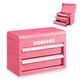 WORKPRO Mini Metal Tool Box Top Tool Chest Ball Bearing Slides Toolbox 2 Drawers