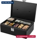 Flexzion Cash Box with Money Tray and Lock - Metal Money Box for Cash Storage wi