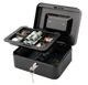 Jssmst Locking Medium Steel Cash Box with Money Tray,Lock Medium, Black 
