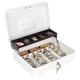 Sumerfnt Cash Box with Lock and Money Tray 9.4 x 11.9 x 3.54 inches, White 