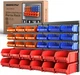 SEDY 30-Bin Wall-Mounted Storage Rack System 13x17x6 inches, Red Blue Orange 