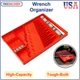 Tool Sorter Wrench Organizer - Red, Holds SAE & Metric, Compact, Tough-Built