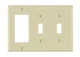 Leviton Light Almond 3 Gang Wall Plate 2 Toggle 1 Decora GFCI Standard Size