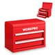 WORKPRO Steel Small Toolbox 2 Drawer Metal Mini Tool Box with Ball Bearing Slide