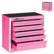P.I.T. Mini Pink Tool Box, Portable 5-Drawer Micro Roll Cab Steel Tool Box wi...
