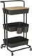 3 Tier Rolling Cart Uility Cart with Cover Board, Mobile Storage Cart with Wheel