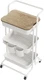 3 Tier Rolling Utility Cart with Cover Top Board, Movable Kitchen Storage Cart T