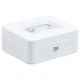 xydled Locking Steel Medium Cash Box with Removable Coin Tray Medium, White 