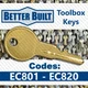 Better Built Tool Box Key Cut to Your Code EC801 - EC820