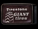 KJ23105 GREAT VINTAGE 1970s **FIRESTONE GIANT TIRES** BRASSTONE BELT BUCKLE