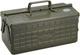 TOYO STEEL 2-Tier Tool Box ST-350MG Military Green Openable door Storage Case