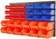HORUSDY Wall Mounted Storage Bins Parts Rack 30PC Organizer Blue,Orange,Red 
