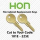 ( 2 ) Two HON File Cabinet Keys Cut to Your Code 101E - 225E
